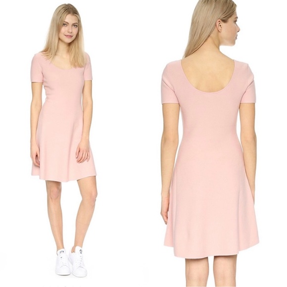 Theory Cordis C Prosecco Blush Fit & Flare Mini Dress L - Picture 1 of 8